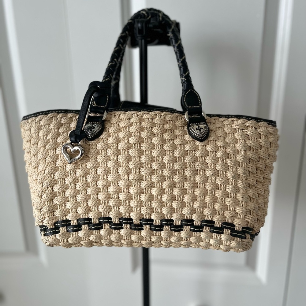 BRIGHTON Basket Woven Rafia Top Handle Tote Bag